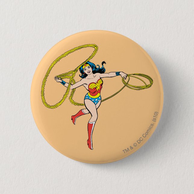 Wonder Woman Swinging Lasso 2 Inch Round Button (Front)