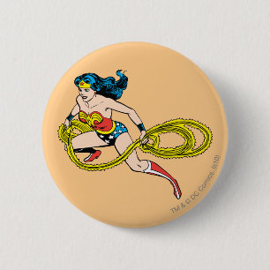 Wonder Woman Swinging Lasso Left 2 Inch Round Button
