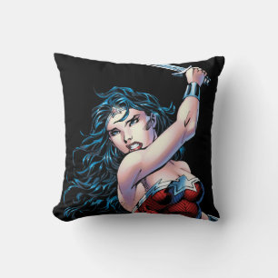 Wonder Woman Swinging Sword Throw Pillow
