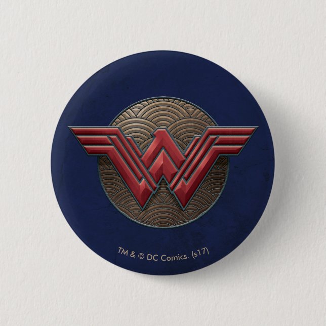 Wonder Woman Symbol Over Concentric Circles 2 Inch Round Button (Front)