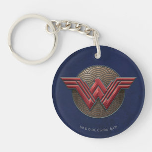 Wonder Woman Symbol Over Concentric Circles Keychain