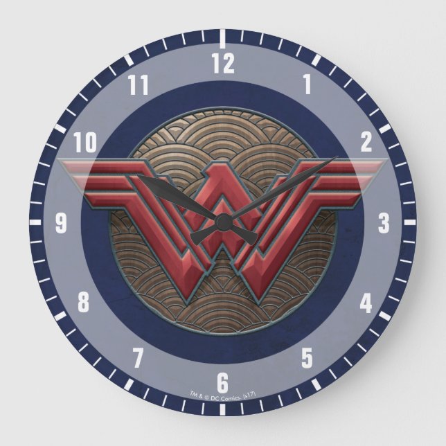 Wonder Woman Symbol Over Concentric Circles Large Clock (Front)