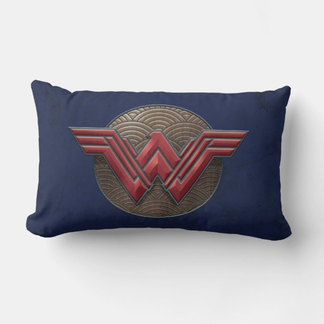 Wonder Woman Symbol Over Concentric Circles Lumbar Pillow (Front)