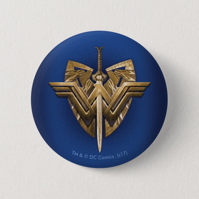 Wonder Woman Symbol With Sword of Justice 2 Inch Round Button (Front)