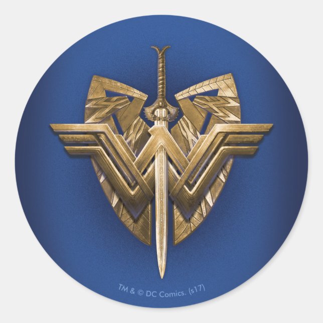 Wonder Woman Symbol With Sword of Justice Classic Round Sticker (Front)
