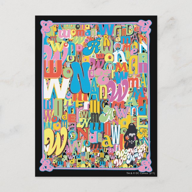 Wonder Woman Text Collage Postcard (Front)