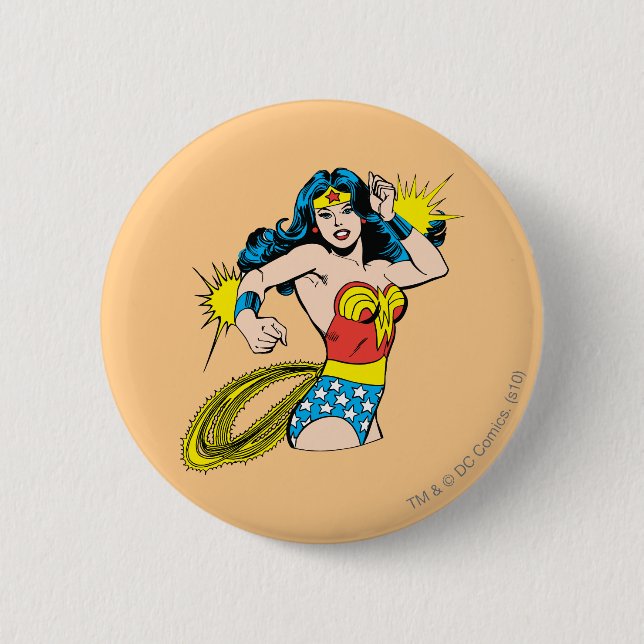 Wonder Woman Twist with Glowing Cuffs 2 Inch Round Button (Front)