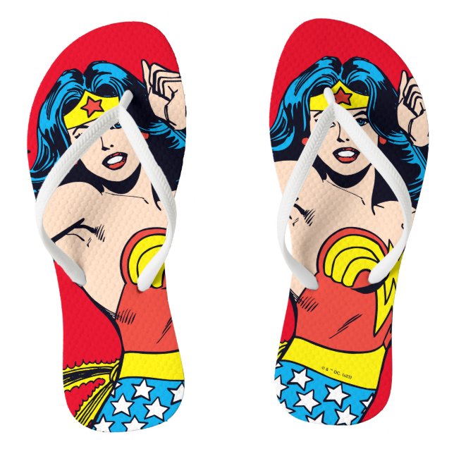 Wonder Woman Twist with Glowing Cuffs Flip Flops (Footbed)