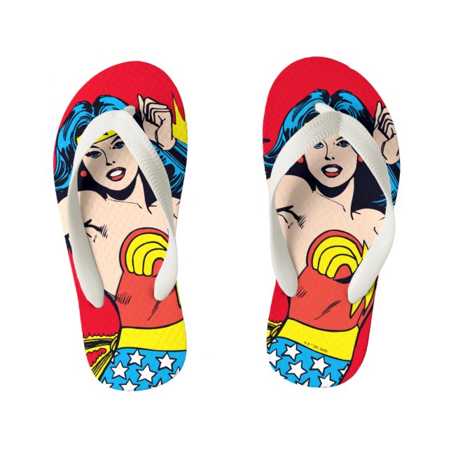 Wonder Woman Twist with Glowing Cuffs Kid's Flip Flops (Footbed)