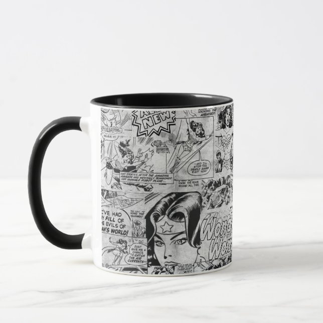 Wonder Woman Vintage Comic Pattern Mug (Left)