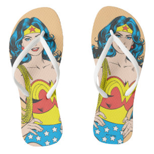 Wonder Woman   Vintage Pose with Lasso Flip Flops