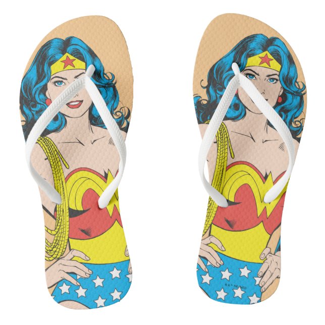 Wonder Woman | Vintage Pose with Lasso Flip Flops (Footbed)