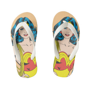 Wonder Woman   Vintage Pose with Lasso Kid's Flip Flops