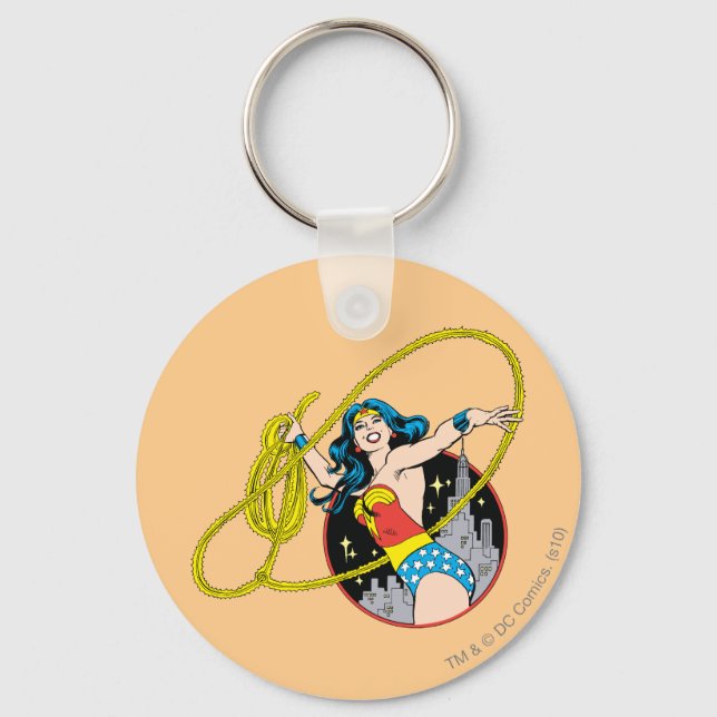 Wonder Woman with City Background Keychain (Front)