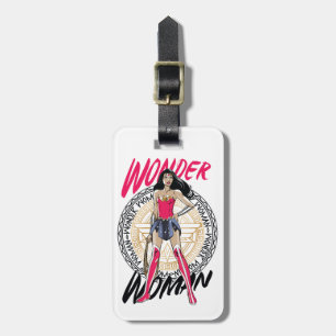 Wonder Woman With Greek Tribal Emblem Luggage Tag
