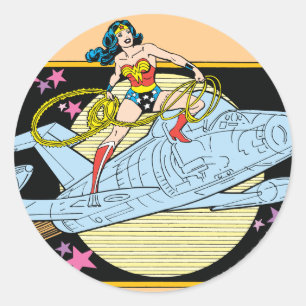 Wonder Woman with Jet Classic Round Sticker