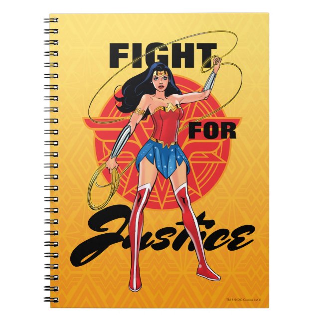 Wonder Woman With Lasso - Fight For Justice Notebook (Front)