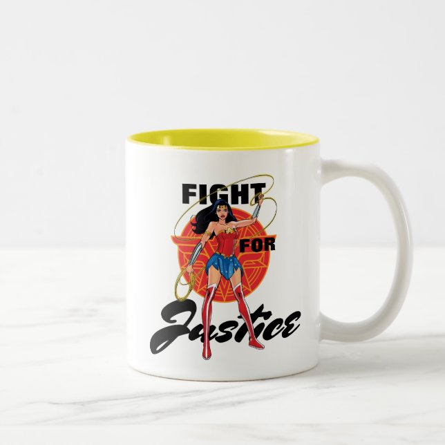 Wonder Woman With Lasso - Fight For Justice Two-Tone Coffee Mug (Right)