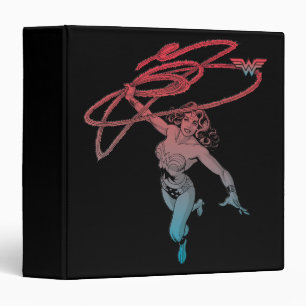 Wonder Woman With Lasso Red Blue Gradient Line Art Binder