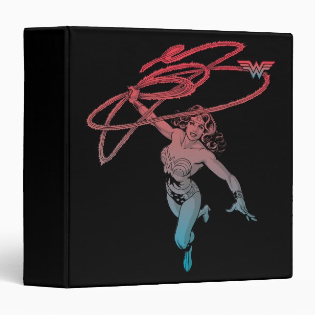 Wonder Woman With Lasso Red Blue Gradient Line Art Binder (Front/Spine)