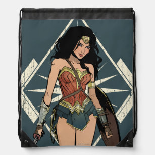 Wonder Woman With Sword Comic Art Drawstring Bag