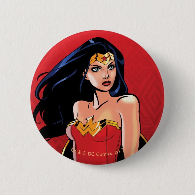 Wonder Woman With Sword - Fierce 2 Inch Round Button (Front)
