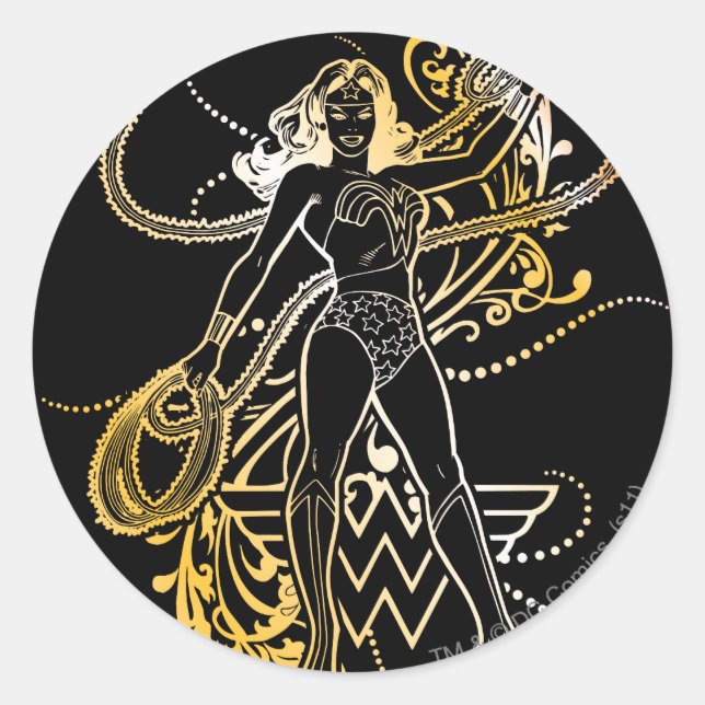 Wonder Woman Yellow Fade Classic Round Sticker (Front)