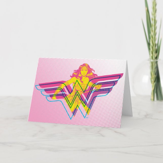 Wonder Woman Yellow-Pink Comic Art Logo Card (Front)
