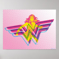 Wonder Woman Yellow-Pink Comic Art Logo