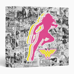 Wonder Woman Yellow-Pink Layered Silhouette Binder