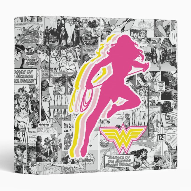 Wonder Woman Yellow-Pink Layered Silhouette Binder (Front/Spine)
