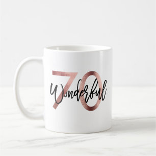 Wonderful 70th   Modern Elegant Rose Gold Birthday Coffee Mug