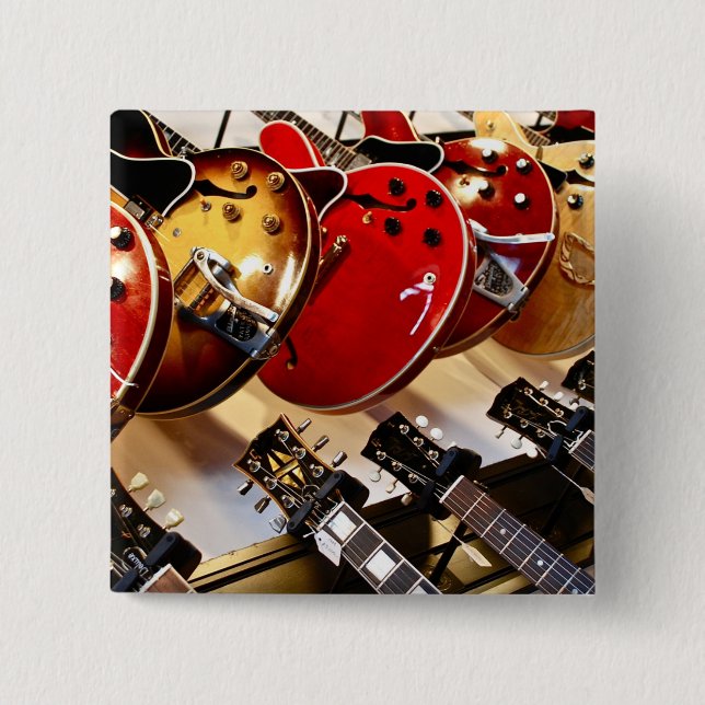 Wonderful Acoustic Guitar 2 Inch Square Button (Front)