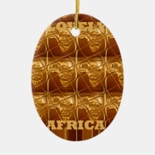 Wonderful African Map Print Golden Design Ceramic Ornament
