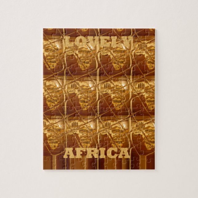 Wonderful African Map Print Golden Design Jigsaw Puzzle (Vertical)