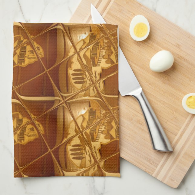 Wonderful African Map Print Golden Design Kitchen Towel (Quarter Fold)