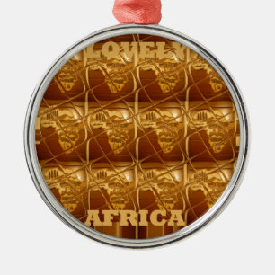 Wonderful African Map Print Golden Design Metal Ornament