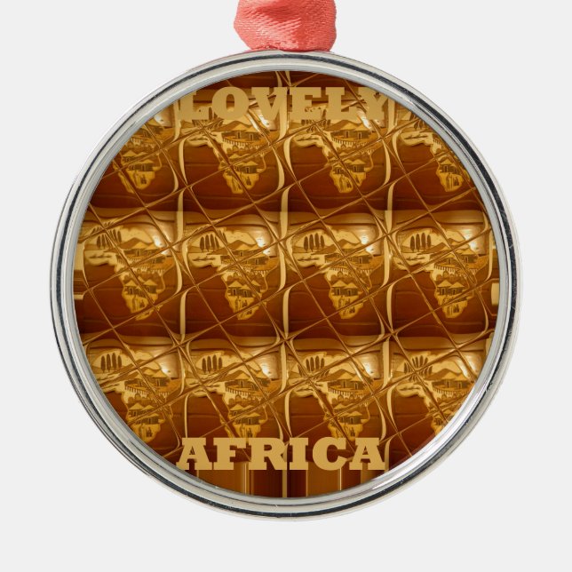 Wonderful African Map Print Golden Design Metal Ornament (Front)