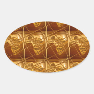 Wonderful African Map Print Golden Design Oval Sticker