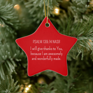 Wonderful and Awesome Bible Verse Christmas Star Ceramic Ornament