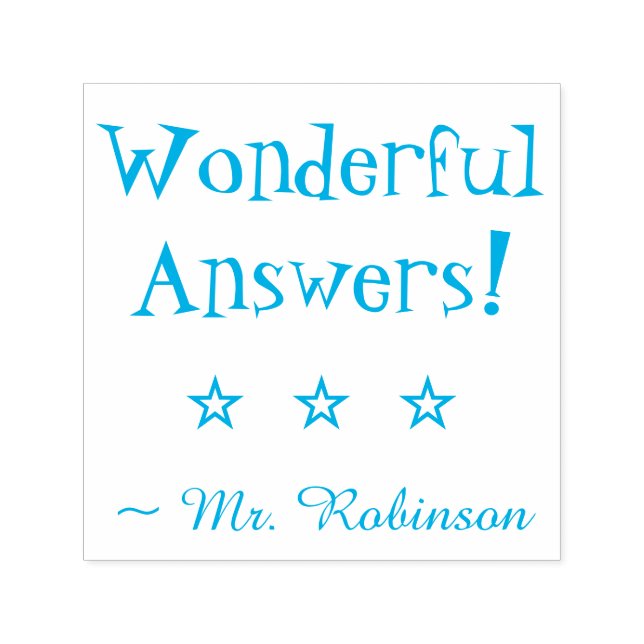 "Wonderful Answers!" + Custom School Teacher Name Self-inking Stamp (Design)