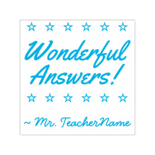 "Wonderful Answers!" + Custom School Teacher Name Self-inking Stamp