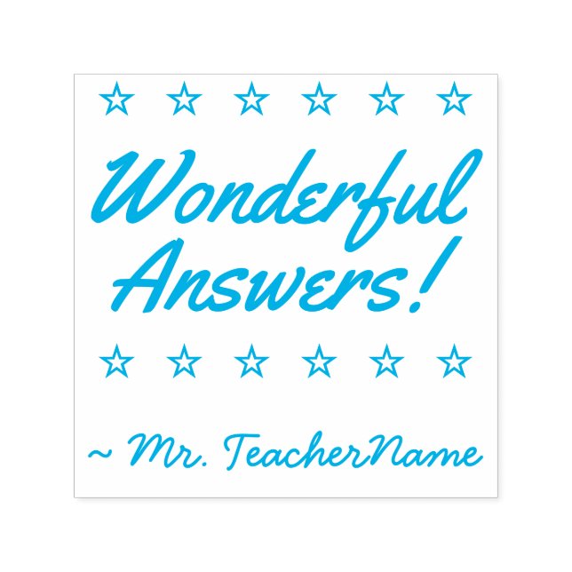"Wonderful Answers!" + Custom School Teacher Name Self-inking Stamp (Design)