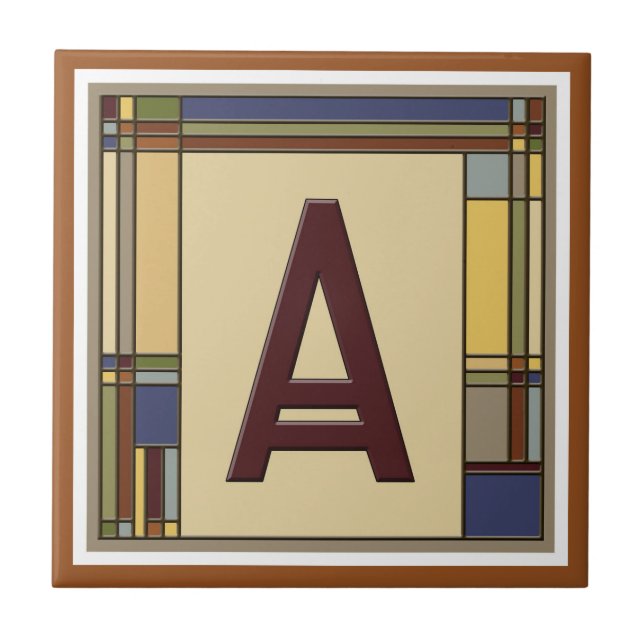 Wonderful Arts & Crafts Geometric Initial A Tile (Front)
