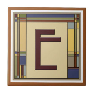 Wonderful Arts & Crafts Geometric Initial E Tile