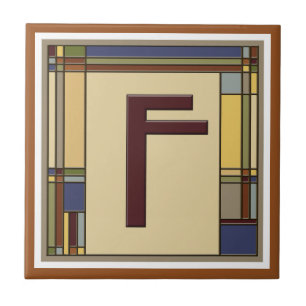 Wonderful Arts & Crafts Geometric Initial F Tile