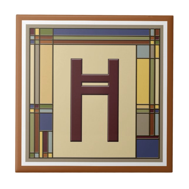 Wonderful Arts & Crafts Geometric Initial H Tile (Front)