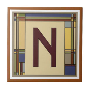 Wonderful Arts & Crafts Geometric Initial N Tile