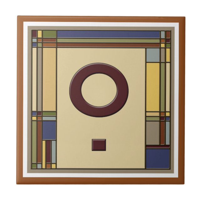 Wonderful Arts & Crafts Geometric Initial O Tile (Front)