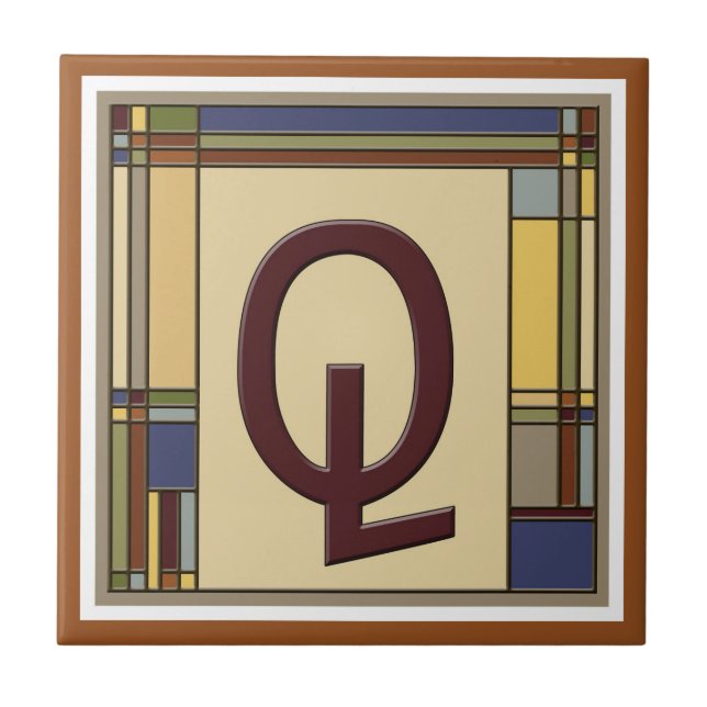 Wonderful Arts & Crafts Geometric Initial Q Tile (Front)